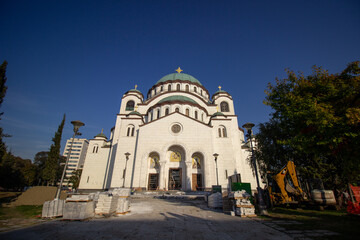 Fototapeta na wymiar Reconstruction of the Temple of Saint Sava, Belgrade, Serbia