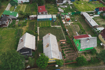 Aerial Townscape of Suburban Village Sosnoviy Bor located in Russia near the town Kandalaksha