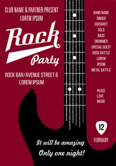 Rock party poster design. Vector template