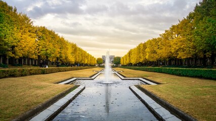 Beautiful Gingo park in Japan during autumn. Tokyo - Japan