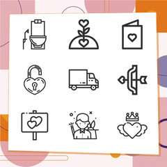Simple set of 9 icons related to sexuality