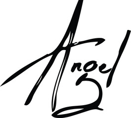 Angel.-Female Name Modern Brush Calligraphy Cursive Text on White Background