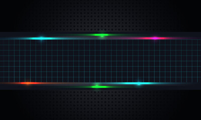 Background pattern of geometric shapes. The pattern with the texture of the paper is evenly filled with small black toothed dots, a horizontal insert with shiny highlights and squares. Vector graphics