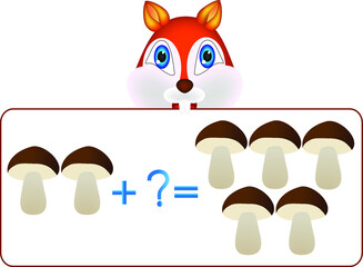 Educational games for kids illustration mathematical addition.