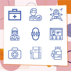 Simple set of 9 icons related to appointment