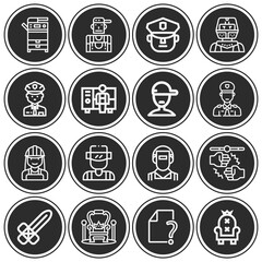 16 pack of soldier  lineal web icons set