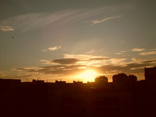 Naklejka premium Night sunset city 