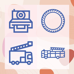 Simple set of motor vehicle related lineal icons