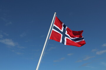 Norwegian flag waving in the wind
