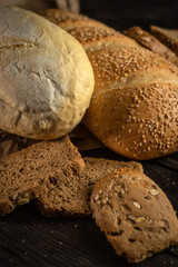 Various fresh home baked bread, craft bakery