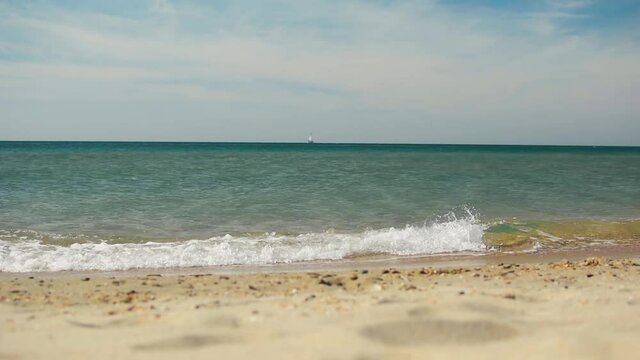 Video of Bugaz Spit, Anapa &ndash; Russia seascape. No people beach first line vacation. Wild black sea, Kuban region of Russia.