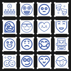 16 pack of facial gesture  lineal web icons set