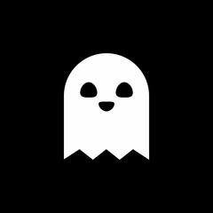 Halloween ghost, scary or cute cartoon spooky ghost, Halloween holiday.