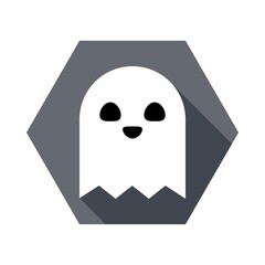 Halloween ghost, scary or cute cartoon spooky ghost, Halloween holiday.