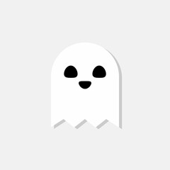 Halloween ghost, scary or cute cartoon spooky ghost, Halloween holiday.