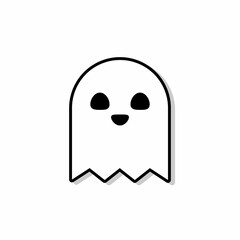 Halloween ghost, scary or cute cartoon spooky ghost, Halloween holiday.