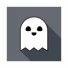 Halloween ghost, scary or cute cartoon spooky ghost, Halloween holiday.
