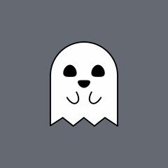 Halloween ghost, scary or cute cartoon spooky ghost, Halloween holiday.