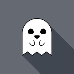 Halloween ghost, scary or cute cartoon spooky ghost, Halloween holiday.
