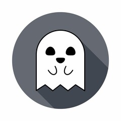 Fototapeta premium Halloween ghost, scary or cute cartoon spooky ghost, Halloween holiday.
