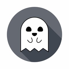 Halloween ghost, scary or cute cartoon spooky ghost, Halloween holiday.