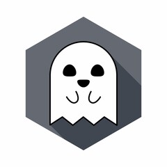 Halloween ghost, scary or cute cartoon spooky ghost, Halloween holiday.