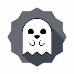 Halloween ghost, scary or cute cartoon spooky ghost, Halloween holiday.