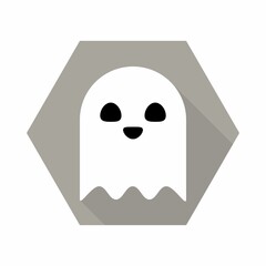Halloween ghost, scary or cute cartoon spooky ghost, Halloween holiday.