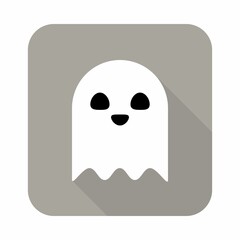 Halloween ghost, scary or cute cartoon spooky ghost, Halloween holiday.