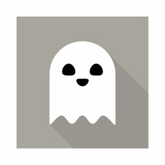 Halloween ghost, scary or cute cartoon spooky ghost, Halloween holiday.