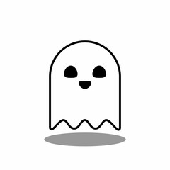 Halloween ghost, scary or cute cartoon spooky ghost, Halloween holiday.
