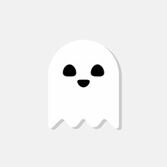 Halloween ghost, scary or cute cartoon spooky ghost, Halloween holiday.