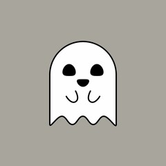 Halloween ghost, scary or cute cartoon spooky ghost, Halloween holiday.