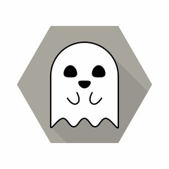 Halloween ghost, scary or cute cartoon spooky ghost, Halloween holiday.