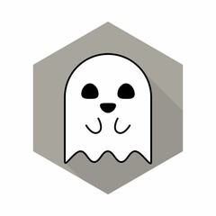 Halloween ghost, scary or cute cartoon spooky ghost, Halloween holiday.
