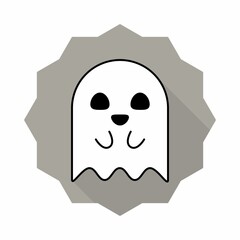 Halloween ghost, scary or cute cartoon spooky ghost, Halloween holiday.