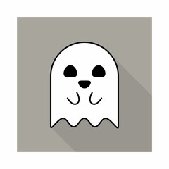 Halloween ghost, scary or cute cartoon spooky ghost, Halloween holiday.