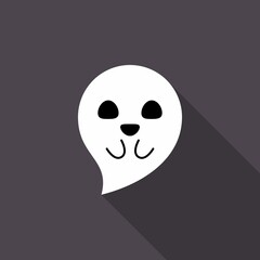 Halloween ghost, scary or cute cartoon spooky ghost, Halloween holiday.