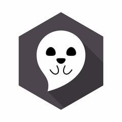 Halloween ghost, scary or cute cartoon spooky ghost, Halloween holiday.