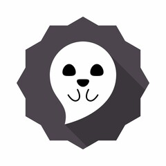 Halloween ghost, scary or cute cartoon spooky ghost, Halloween holiday.