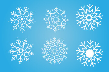 Naklejka premium set of vector snowflakes on a blue background