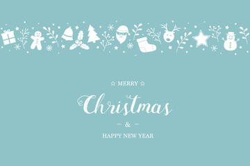 Christmas card with ornaments. Concept of Xmas background with wishes. Vector