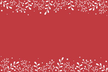 Concept of Christmas card with decorations and copyspace. Xmas wreath with mistletoe branches. Vector