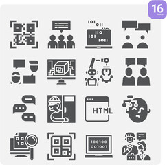 Simple set of programming related filled icons.