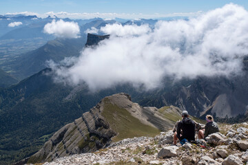 Mountain landscape in the summer of hikers