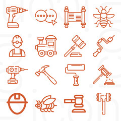16 pack of carpenter  lineal web icons set