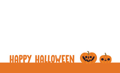 Happy Halloween banner with carved pumpkin illustration.