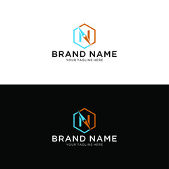Direction compass concept logo design. Letter N creative business sign. Vector illustration.