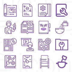 16 pack of instruct  lineal web icons set