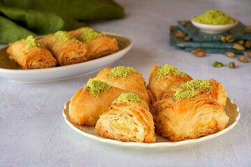  Sweets arabic dessert baklava, , kunafa, kadayif with pistachio and cheese